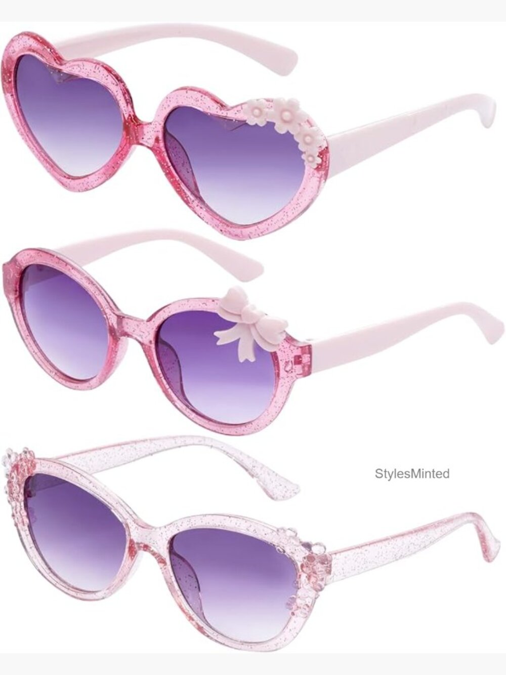 3 Pack Girls Sunglasses Sun Protection Cute Shaped Beach Outdoor Toddler Age